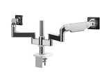 Humanscale X8NTNDBWETBETB12 M/flex 2.1 with Combo Mount for DUAL Monitors - Monitor Tilts and 12 POST - Polished Aluminum with White TRIM