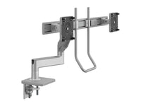 Humanscale M81NTNCSEHG M8.1 Monitor Arm with Crossbar for Dual Monitors, Clamp Base and Gray VESA Plate, Silver with Gray Trim