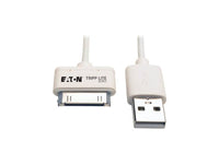 Eaton Tripp Lite M110-003-WH USB Sync/Charge Cable with Apple 30-Pin Dock Connector, White, 3 ft. (0.91 m)