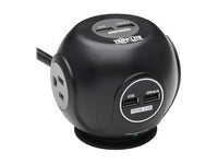Eaton Tripp Lite TLP36USB 3-Outlet Spherical Surge Protector, 4 USB Ports (4.8A Shared) - 6 ft. (1.83 m) Cord, 5-15P Plug, 540 Joules