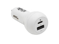 Eaton Tripp Lite U280-C02-30W-K Dual-Port USB Car Charger - 30W PD Charging, USB-C (18W) / USB-A (12W), USB-C to Lightning Cable, White