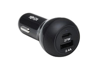 Eaton Tripp Lite U280-C02-39W-1B Dual-Port USB Car Charger with 39W Charging - USB-C (27W) PD 3.0, USB-A (12W), Black