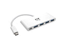 Eaton Tripp Lite U460-004-4A-C 4-Port USB-C Hub, USB 3.x (5Gbps), 4x USB-A Ports, 60W PD Charging, White