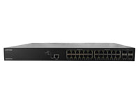 Lantronix SM24TBT4XPA Managed PoE++ switch with (12) 10/100/1000Base-T ports + (12) 100M/1G/2.5GBase-T ports + (4) 10G SFP+ ports. Ports 1-12 are PoE/PoE+, Ports 13-24 are