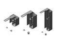 Chatsworth 32805-701 Aisle Containment Door Mounting Bracket Kit, 5 inch Height 125 mm , Flush Mount, Black, 4.3IN (109 mm) W x 5.5IN (140 mm) L x 5IN (127 mm) H