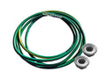 Chatsworth 40159-008 Rack Bonding Jumper Kit; 9INL (2.7 m) #6 AWG stranded copper conductor insulated green with a horizontal yellow strip attached to a two-hole