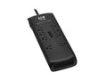 Eaton Tripp Lite TLP88DBTEL 8-Outlet Surge Protector 5-15R 2400 Joules Tel/Modem Protection 8 ft. Braided Cord, Black