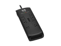 Eaton Tripp Lite TLP88DBTEL 8-Outlet Surge Protector 5-15R 2400 Joules Tel/Modem Protection 8 ft. Braided Cord, Black