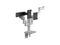 Humanscale X23SCSBC121NNNN MFlex M2 Arms - Triple Bracket for 3 Monitors - Silver - 4/Dynamic - Slider - Standard 100mm x 100mm, black - Clamp - 12