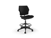 Humanscale F130GK101XFWSNSC Freedom Task Stool with Graphite Frame, Armless Black Lotus, High 8 Cylinder with Footring