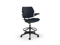 Humanscale F131GK507XFWSNSC Freedom Task Stool with Graphite Frame, Standard Duron Arms, Navy Lotus, High 8IN Cylinder with Footring
