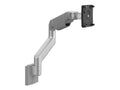 Humanscale M81SBTBH M8 Pro Monitor Arm with Angled/Dynamic Link, Black 100mm x 100mm VESA Plate, Hardwall Mount, Silver with Gray Trim