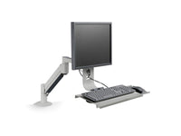 HAT Design Works 7509-1000HY-124 Data Entry Monitor Arm and Keyboard Tray, Silver, holds 6-23 lbs, up to 27IN screen
