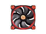 Thermaltake CL-F038-PL12RE-A Riing 12 Series High Static Pressure 120mm Circular LED Ring Case/Radiator Fan with Anti-Vibration Mounting System Cooling - RED