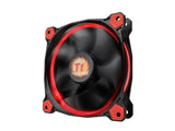 Thermaltake CL-F038-PL12RE-A Riing 12 Series High Static Pressure 120mm Circular LED Ring Case/Radiator Fan with Anti-Vibration Mounting System Cooling - RED