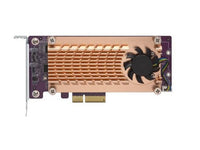 QNAP QM2-2S-220A Low-profile bracket pre-loaded, Low-profile flat and Full-height are bundled shorter version to support TVS-x82/TS-x77 PCIe slot 2 & slot 3