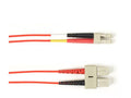 Black Box FOCMR62-004M-SCLC-RD OM1 62.5/125 Multimode Fiber Optic Patch Cable - OFNR PVC, SC to LC, Red, 4-m (13.1-ft.), GSA, TAA/