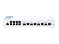 QNAP QSW-M408-4C-US QSW-M408-4C 12-port layer 2 managed switch. Eight 1GbE ports and four 10G SFP+/ NBASE-T combo ports. Easy management with web browser