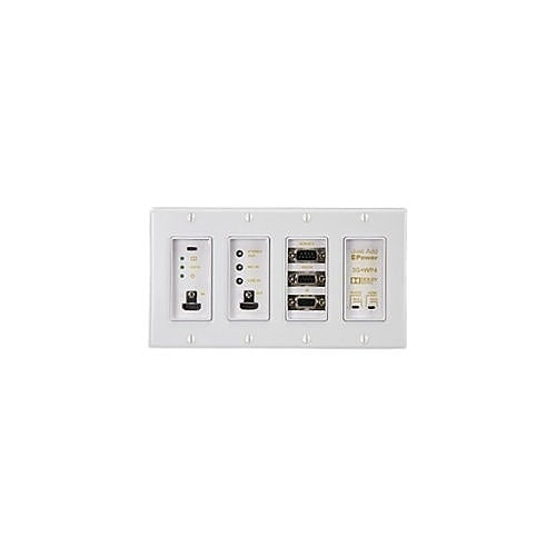 Just Add Power VBS-HDIP-718WP4 3G Ultra Series 4-Gang Wall Plate Transmitter with Additional VGA Input, 1080p, 10W PoE