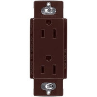 Lutron CAR-15-BR Claro 15A Duplex Receptacle; Decorator-Style Outlet; Gloss Finish; Brown