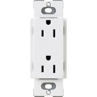 Lutron CARS-15-TR-WH Claro 15A Tamper-Resistant Duplex Receptacle; Decorator-Style Outlet; Gloss Finish; White