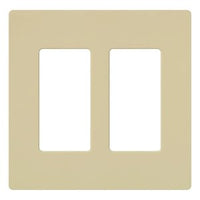 Lutron CW-2-IV Claro 2 Gang Wall Plate for Decorator / Designer Paddle Switches and Dimmers; Gloss Finish; Ivory
