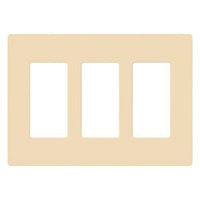 Lutron CW-3-IV Claro 3 Gang Wall Plate for Decorator / Designer Paddle Switches and Dimmers; Gloss Finish; Ivory