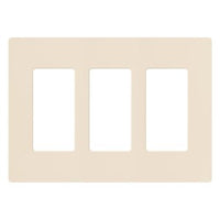 Lutron CW-3-LA Claro 3 Gang Wall Plate for Decorator / Designer Paddle Switches and Dimmers; Gloss Finish; Light Almond