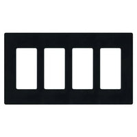 Lutron CW-4-BL Claro 4 Gang Wall Plate for Decorator / Designer Paddle Switches and Dimmers; Gloss Finish; Black