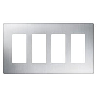 Lutron CW-4-SS Claro 4 Gang Wall Plate for Decorator / Designer Paddle Switches and Dimmers; Gloss Finish; Stainless Steel