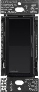 Lutron DVRF-5NE-BL Diva Smart ELV+ Dimmer Switch for Caseta Systems; Phase Selectable; 250W LED / 400VA MLV / 500W ELV; Neutral Required; 120V; Black