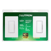 Lutron MACL-153M-RHW-WH Maestro LED+ Dimmer Switch and Companion Dimmer; 3-Way Kit; 150W LED; No Neutral Required; 120V; White