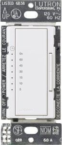 Lutron MA-T51MN-WH Maestro Countdown Timer Switch for Fans and Lights; Neutral Required; 150W LED; 3A Fan; Single-Pole / Multi-Location; White