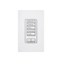 Lutron RRD-HN5BRL-WH seeTouch LED+ Hybrid Keypad; Works with RA3 Systems; 100W LED; 5 Button with 1 Raise / Lower; Neutral Required; 120V; White
