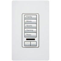 Lutron RRD-W5BRLIR-WH RadioRA 2 seeTouch Wall Keypad; 5-Button with Raise / Lower and IR Receiver; White