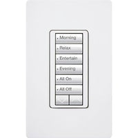 Lutron RRD-W6BRL-WH seeTouch Wall Keypad; Works with RA3 Systems; 6 Button with 1 Raise / Lower; Neutral Required; 120V; White