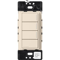 Lutron RRST-HN3RL-LA Sunnata RF 3-Button with Raise / Lower Hybrid Keypad for RA3 Systems; 150W LED; Neutral Required; Single Pole; 120V; Light Almond