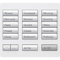Lutron RR-T15RL-SW RadioRA 2 Tabletop Designer Keypad; Works with RA3 Systems; 15 Button with Raise / Lower; All On and All Off; Snow White