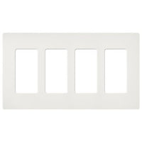 Lutron SC-4-RW Claro 4 Gang Wall Plate for Decorator-Style Dimmers; Switches; and Outlets; Satin Finish; Architectural White