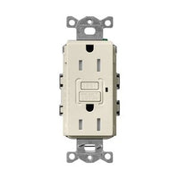 Lutron SCR-15-GFST-PM Claro 15A Tamper Resistant GFCI Duplex Receptacle; Decorator-Style Outlet; Self-Testing; Satin Finish; Pumice