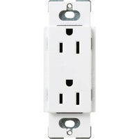 Lutron SCR-15-SW Claro 15A Duplex Receptacle; Decorator-Style Outlet; Satin Finish; Snow White