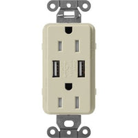 Lutron SCR-15-UBTR-CY Claro 15A Tamper Resistant USB-A Duplex Receptacle; Decorator-Style Outlet; Self-Testing; Satin Finish; Clay