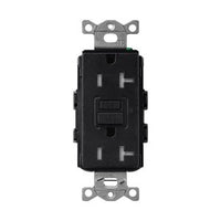 Lutron SCR-20-GFST-MN Claro 20A Tamper-Resistant GFCI Duplex Receptacle; Decorator-Style Outlet; Self-Testing; Satin Finish; Midnight