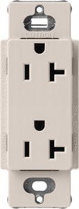 Lutron SCR-20-TP Claro 20A Duplex Receptacle; Decorator-Style Outlet; Satin Finish; Taupe