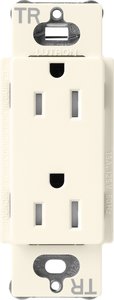 Lutron SCRS-15-TR-BI Claro 15A Tamper-Resistant Duplex Receptacle; Decorator-Style Outlet; Satin Finish; Biscuit