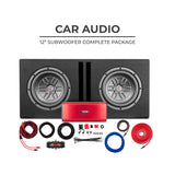 Bass Package 2 X SLC-MD12 In a Ported Box with S-1500.1/RD Amplifier and 4-GA Amp Kit 250 Watts Rms