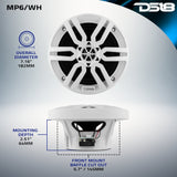 MP 6.5" 2-Way Coaxial Marine Speaker 60 Watts Rms 4-Ohm -White