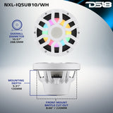 10” Marine Subwoofer with Hybrid Magnet Motor, Removable Grille and Digital LED Lights - 500W RMS 4-Ohm