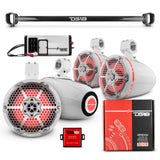 BRO-TUBE 4x 8" Marine Towers Speakers with RGB LED Lights, 4-Channel Marine Amplifier and AMPKIT for Ford Bronco 6th Gen