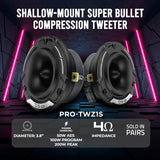 3.8" Shallow-Mount Super Bullet Compression Tweeter with 1" Aluminum Voice Coil | 100 Watts RMS 4-Ohm